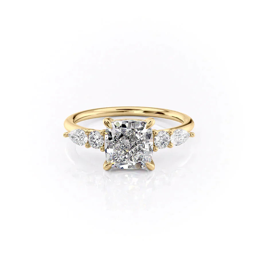 The Abigail Set With A 3 Carat Cushion Moissanite