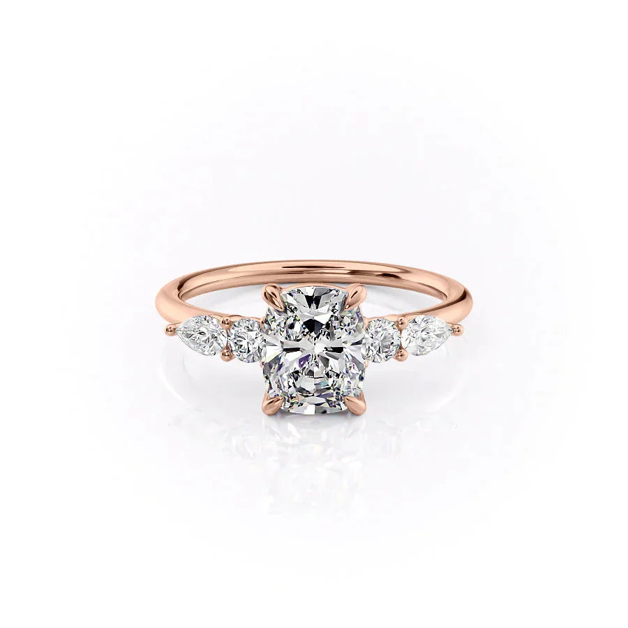The Abigail Set With A 1.5 Carat Elongated Cushion Moissanite