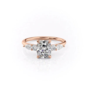 The Abigail Set With A 3 Carat Elongated Cushion Lab Diamond