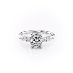 The Abigail Set With A 1 Carat Elongated Cushion Moissanite