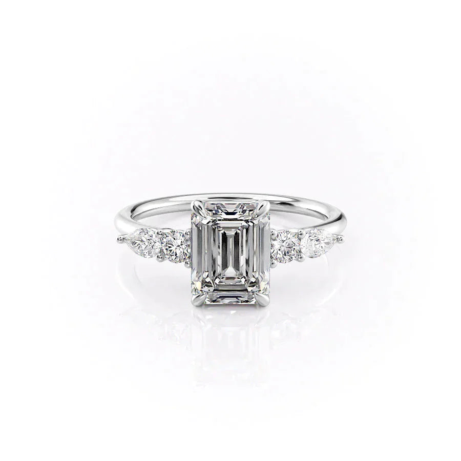 The Abigail Set With A 3.5 Carat Emerald Moissanite