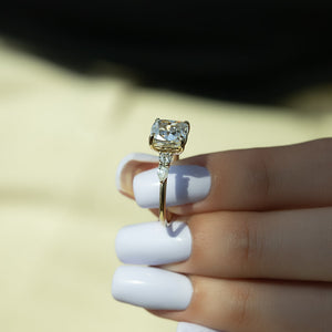 The Abigail Set With A 3 Carat Cushion Lab Diamond