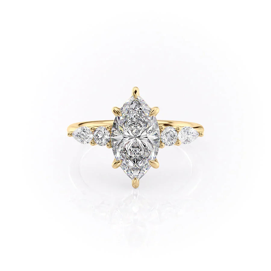 The Abigail Set With A 3 Carat Marquise Moissanite