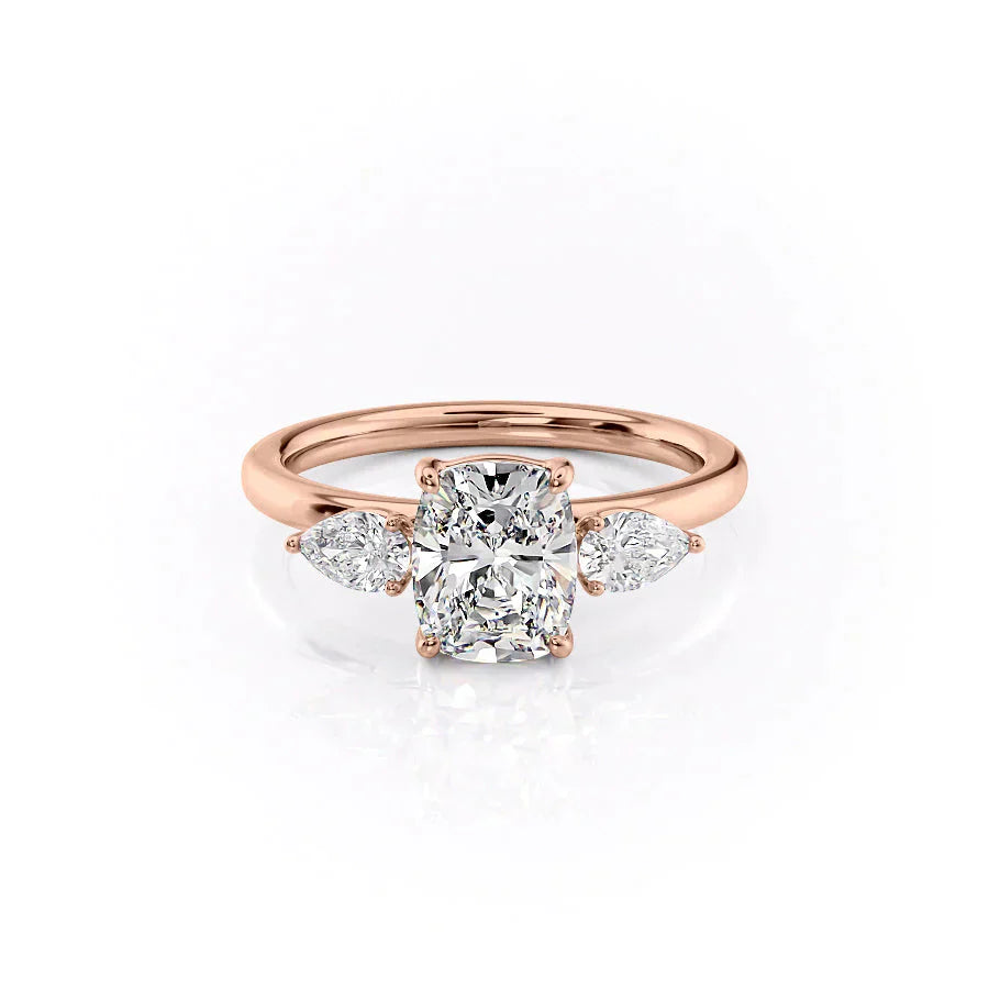 The Lauren Set With A 1.5 Carat Elongated Cushion Moissanite