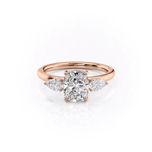 The Lauren Set With A 2.5 Carat Elongated Cushion Moissanite