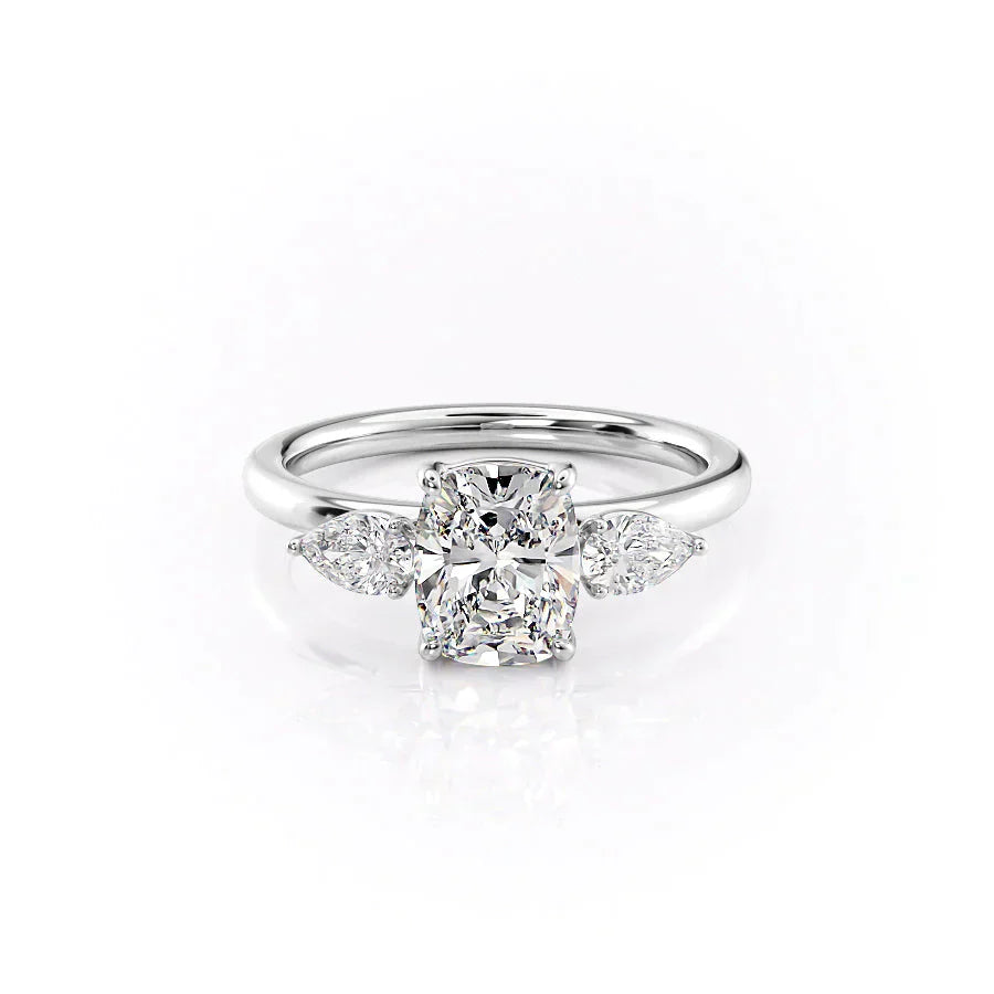 The Lauren Set With A 2.5 Carat Elongated Cushion Moissanite