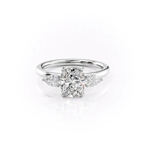The Lauren Set With A 3 Carat Elongated Cushion Moissanite