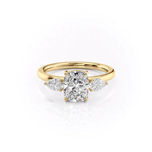 The Lauren Set With A 1.5 Carat Elongated Cushion Moissanite