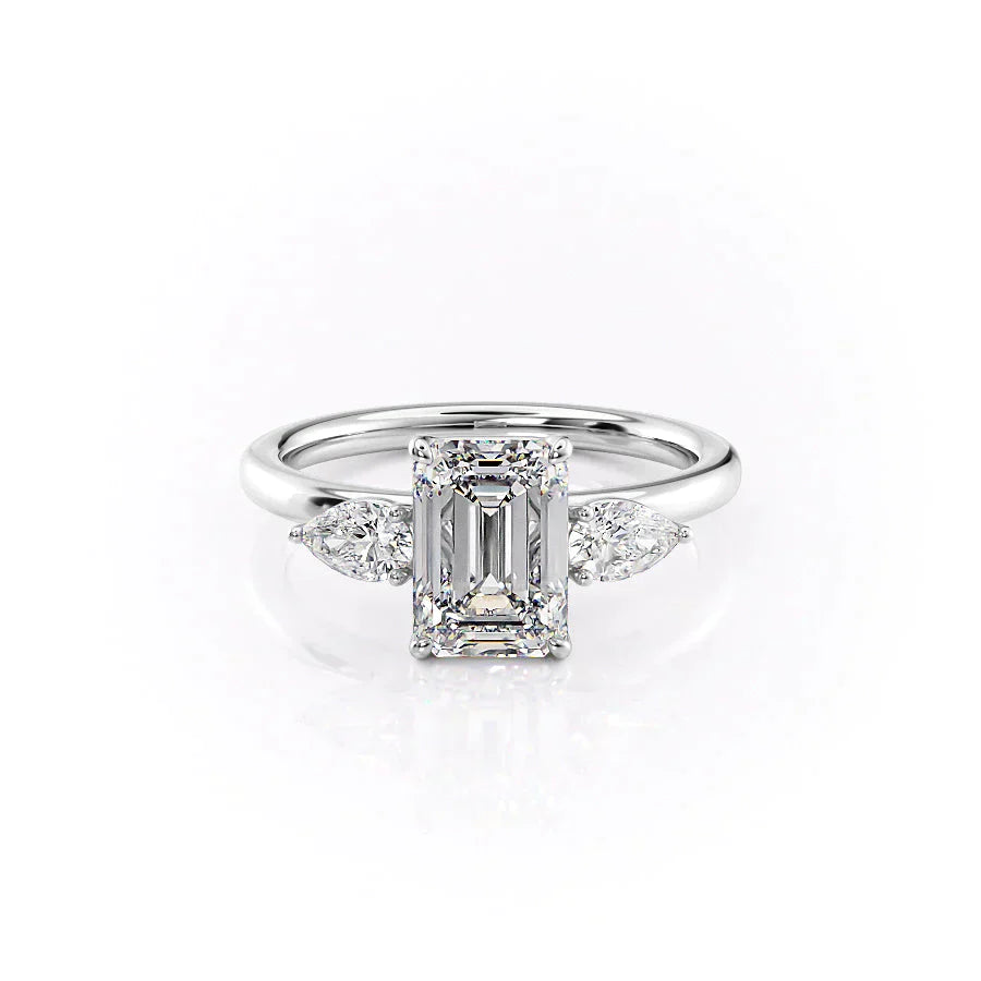 The Lauren Set With A 5 Carat Emerald Moissanite