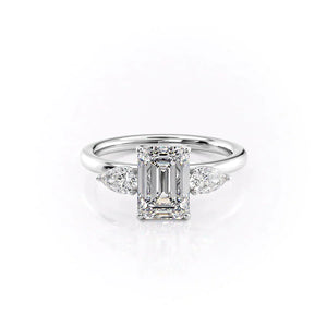 The Lauren Set With A 3 Carat Emerald Moissanite
