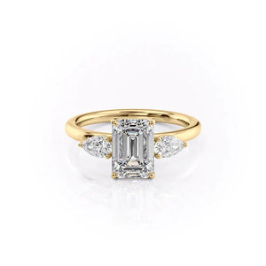 The Lauren Set With A 3 Carat Emerald Moissanite