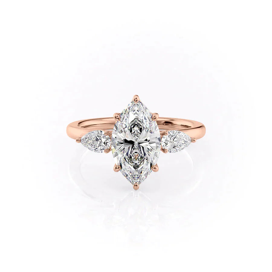 The Lauren Set With A 3 Carat Marquise Lab Diamond