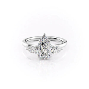 The Lauren Set With A 3 Carat Pear Moissanite