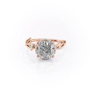 The Halo Twig Set With A Cushion Moissanite