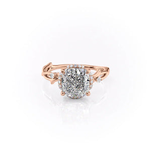 The Halo Twig Set With A 4.5 Carat Cushion Moissanite