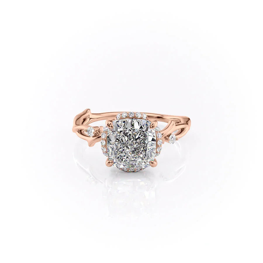 The Halo Twig Set With A 3 Carat Cushion Lab Diamond