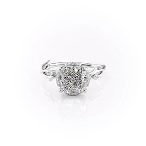 The Halo Twig Set With A 2.5 Carat Cushion Lab Diamond