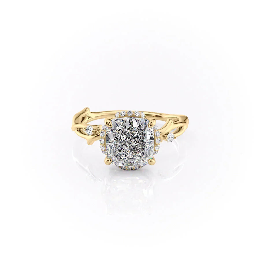 The Halo Twig Set With A 1 Carat Cushion Lab Diamond