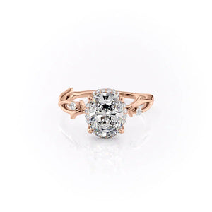 The Halo Twig Set With A Elongated Cushion Moissanite