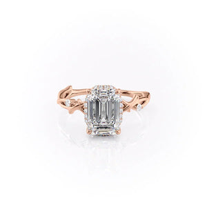The Halo Twig Set With A Emerald Moissanite