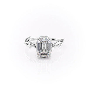 The Halo Twig Set With A Emerald Moissanite