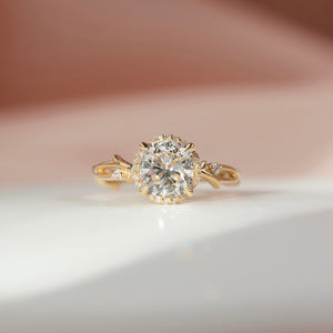 The Halo Twig Set With A 2 Carat Cushion Lab Diamond