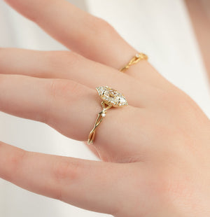 The Halo Twig Set With A 3 Carat Marquise Lab Diamond