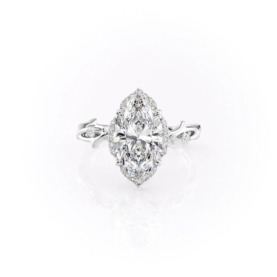 The Halo Twig Set With A 3.5 Carat Marquise Moissanite