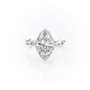 The Halo Twig Set With A 1.5 Carat Marquise Lab Diamond