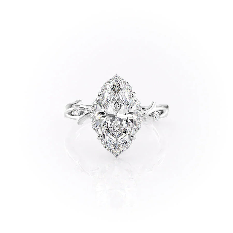 The Halo Twig Set With A Marquise Moissanite