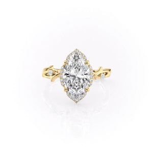 The Halo Twig Set With A 4.5 Carat Marquise Moissanite