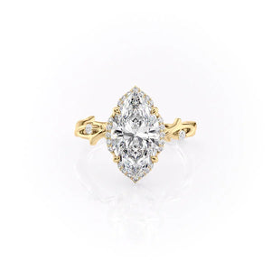 The Halo Twig Set With A Marquise Moissanite