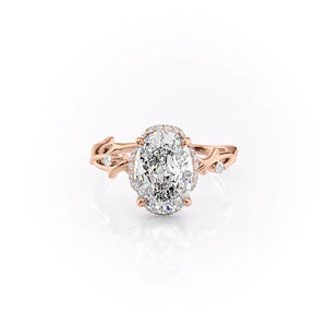The Halo Twig Set With A 3.5 Carat Oval Moissanite