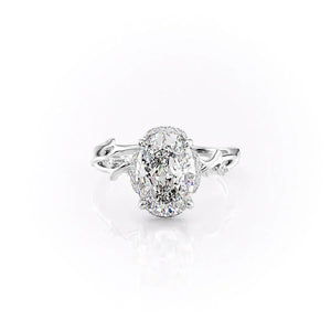 The Halo Twig Set With A Oval Moissanite