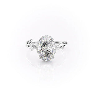 The Halo Twig Set With A 2.5 Carat Oval Moissanite
