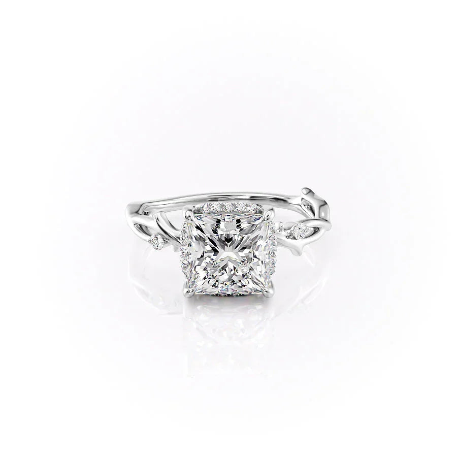 The Halo Twig Set With A Princess Moissanite