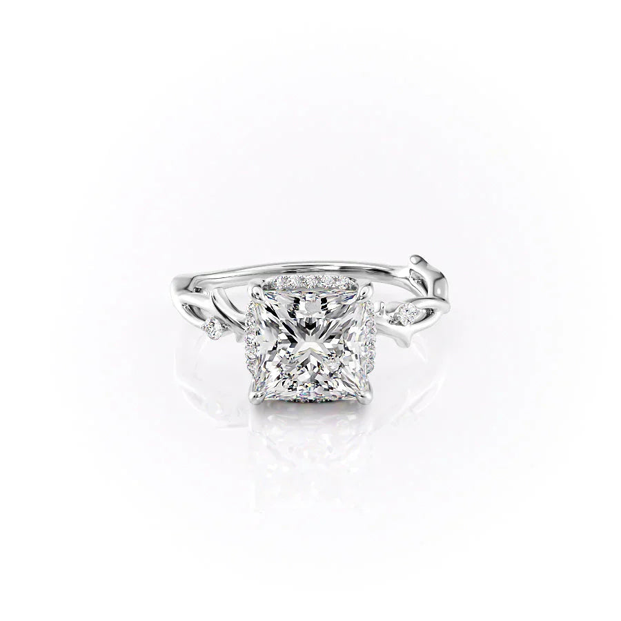 The Halo Twig Set With A 3 Carat Princess Lab Diamond