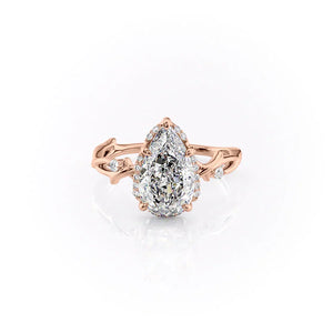 The Halo Twig Set With A 1.5 Carat Pear Lab Diamond