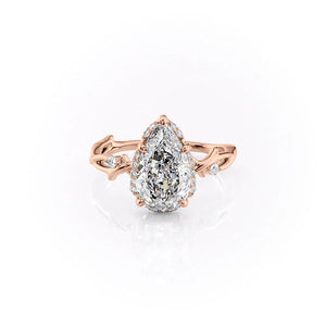 The Halo Twig Set With A Pear Moissanite