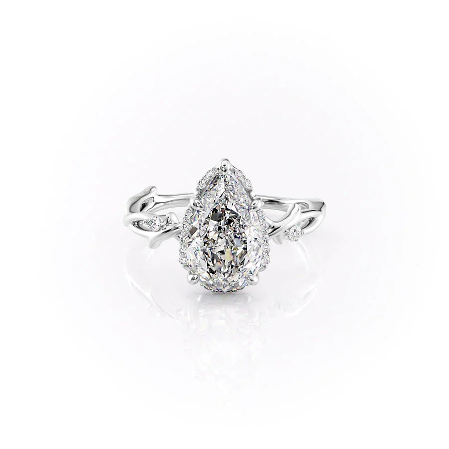 The Halo Twig Set With A 2.5 Carat Pear Lab Diamond
