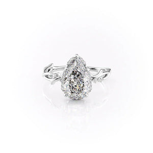 The Halo Twig Set With A Pear Moissanite