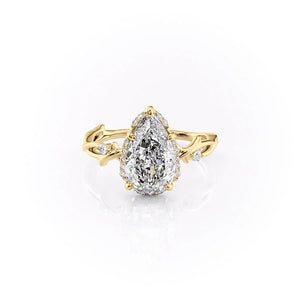 The Halo Twig Set With A 1.5 Carat Pear Lab Diamond