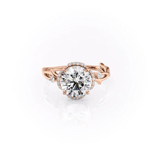 The Halo Twig Set With A Round Moissanite