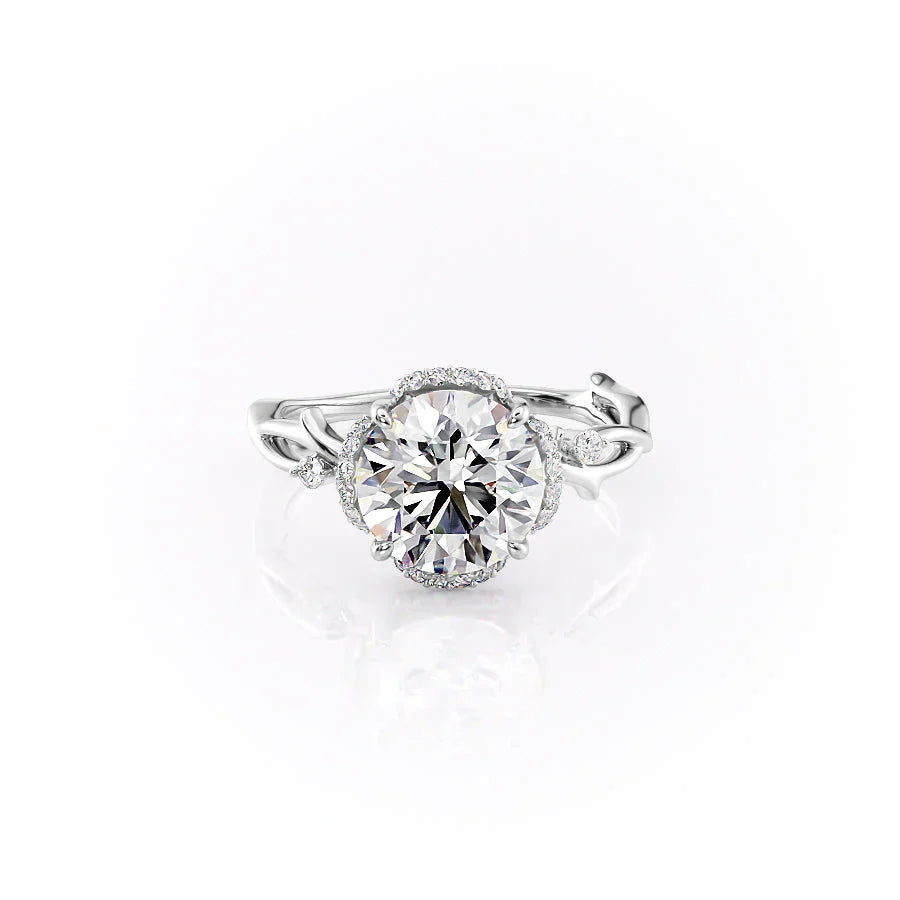 The Halo Twig Set With A 2 Carat Round Lab Diamond