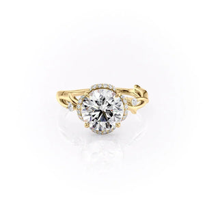 The Halo Twig Set With A Round Moissanite