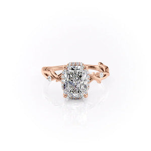 The Halo Twig Set With A 3.5 Carat Radiant Moissanite