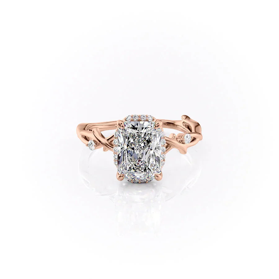 The Halo Twig Set With A 2.5 Carat Radiant Moissanite