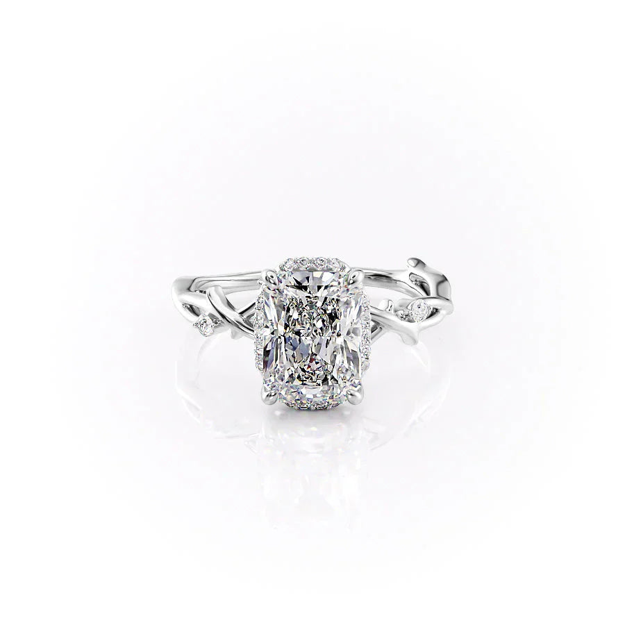 The Halo Twig Set With A 1.5 Carat Radiant Lab Diamond