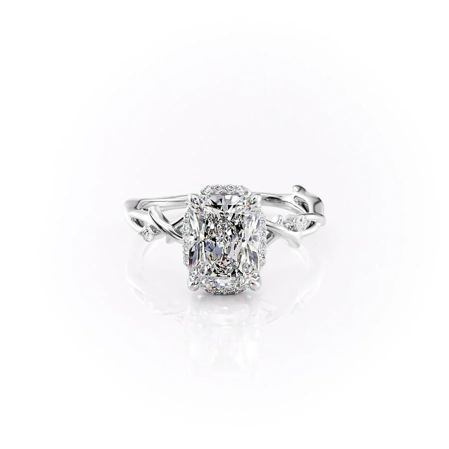 The Halo Twig Set With A Radiant Moissanite
