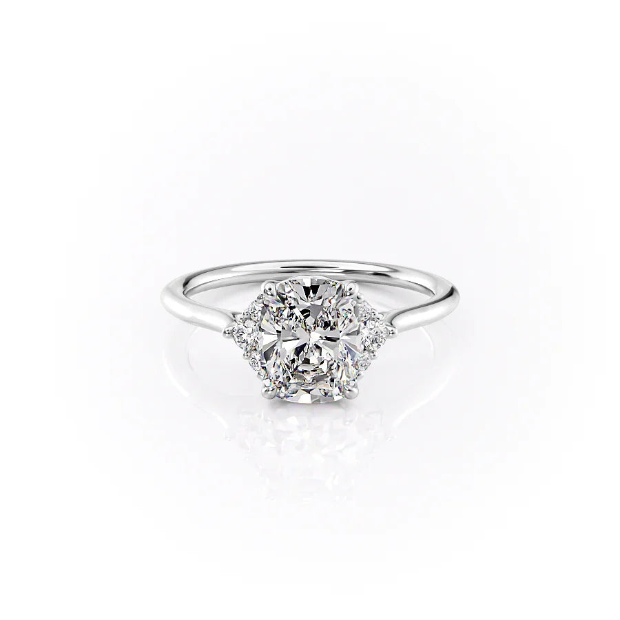The Victoria Set With A 2.5 Carat Elongated Cushion Moissanite